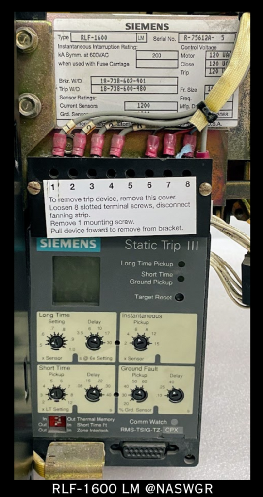 Siemens RLF1600 LM Circuit Breaker (E/O,D/O) 1600 Amp — North