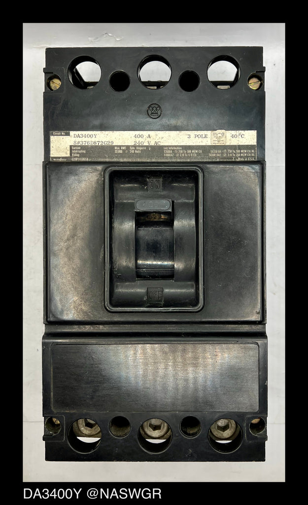 Westinghouse DA3400Y Molded Case Circuit Breaker - 400 Amp