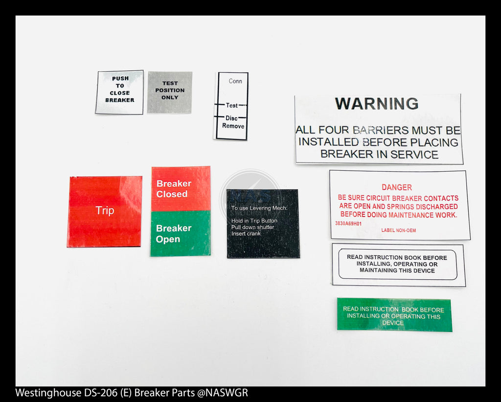 Westinghouse DS-206 (E) Breaker Label Kit