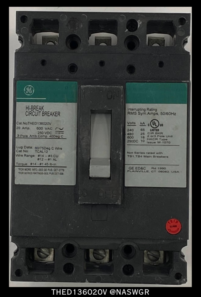 General Electric THED136020V Molded Case Circuit Breaker 20 Amp