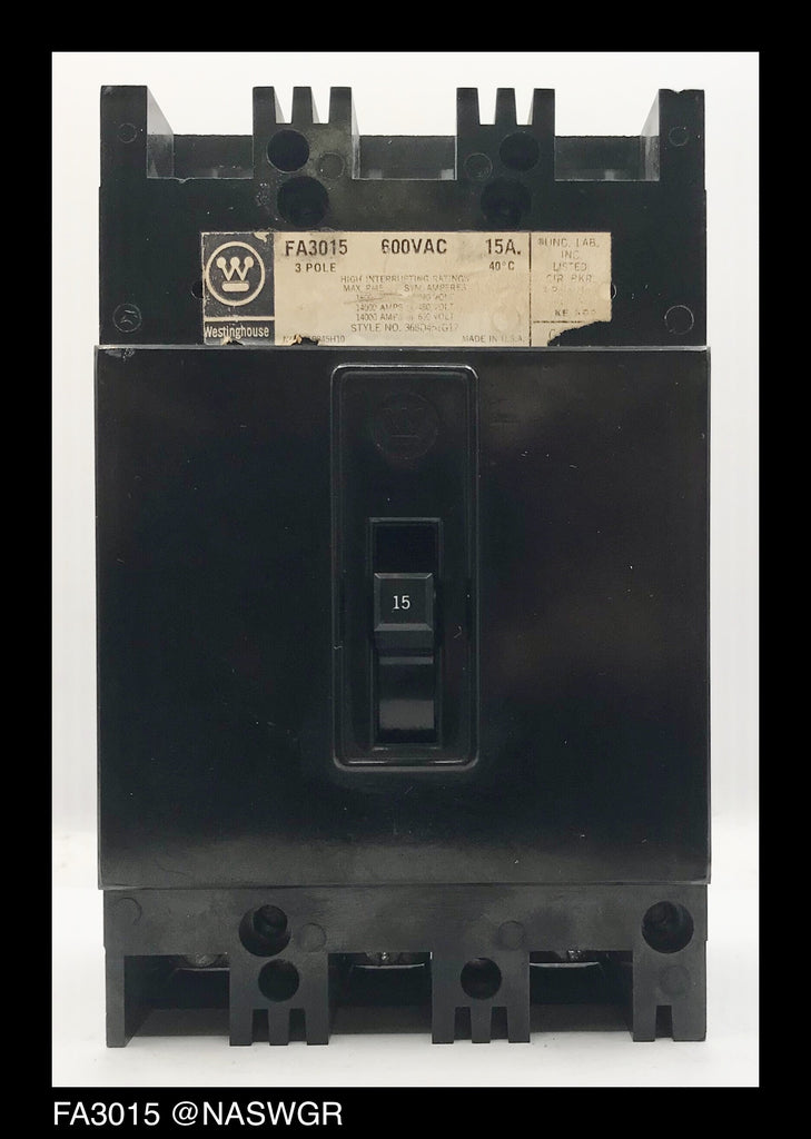 Westinghouse FA3015 Molded Case Circuit Breaker - 15 Amp