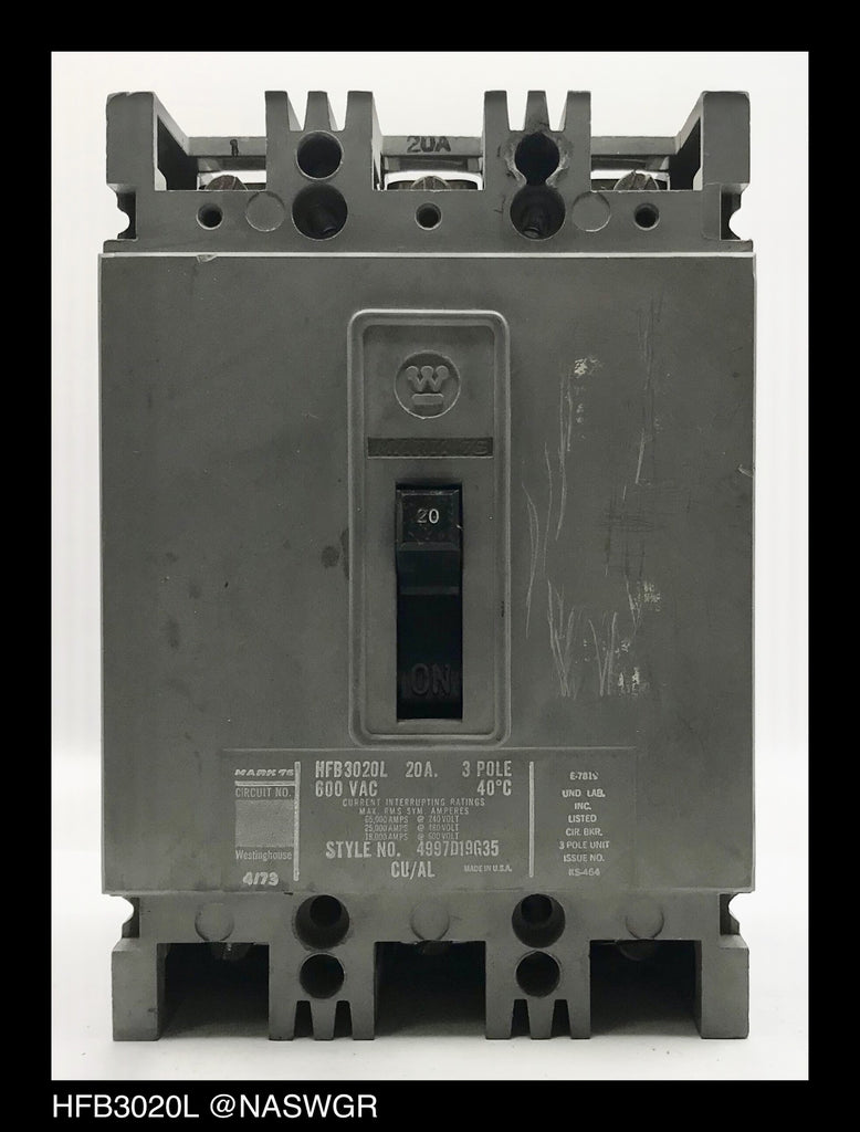 Westinghouse HFB3020L Molded Case Circuit Breaker - 20 Amp