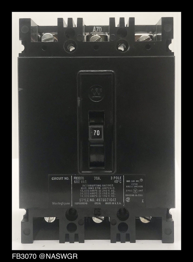 Westinghouse FB3070 Molded Case Circuit Breaker - 70 Amp