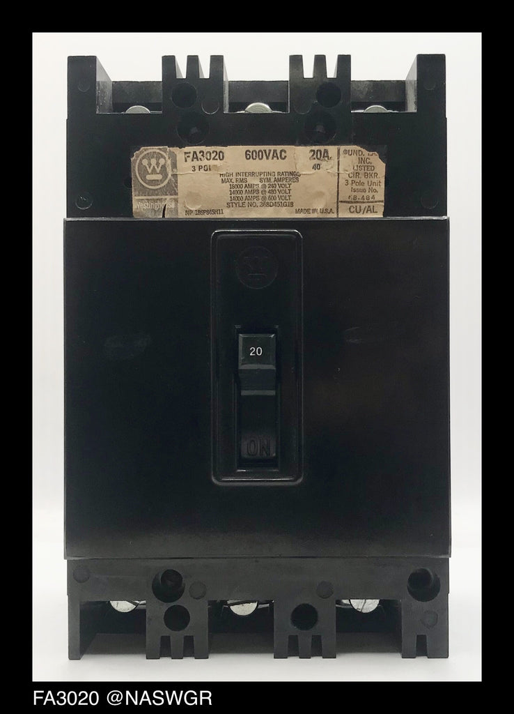 Westinghouse FA3020 Molded Case Circuit Breaker - 20 Amp