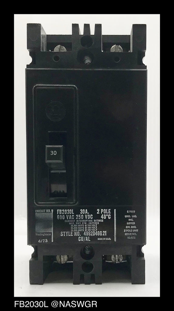 Westinghouse FB2030L Molded Case Circuit Breaker - 30 Amp