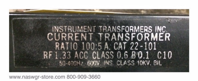 22-101 ~ Instrumental Transformers 22-101 CT ~ 100:5 Amps