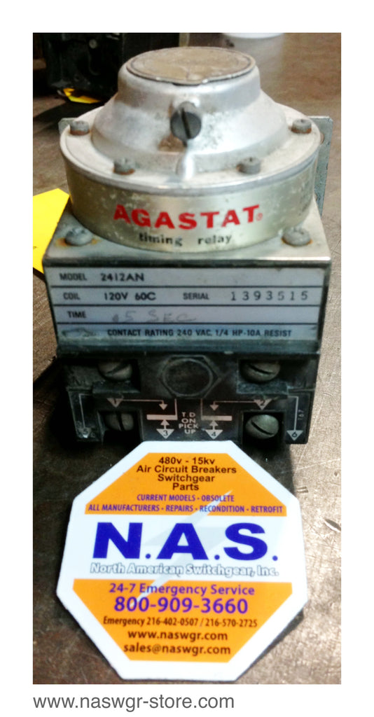 2412AN , Agastat 2412AN Timing Relay , Coil: 120 V , 60C , Time: .5 Sec. , PN: 2412AN