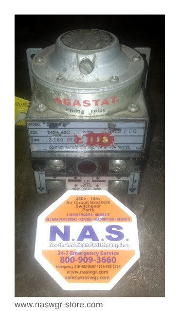 2422BN , Agastat 2422BN Timing Relay , Coil: 240V , 60C , Time: .2-180 Sec. , Contact Rating: 240VAC , 1/4 HP- 10 A Resist , PN: 2422BN