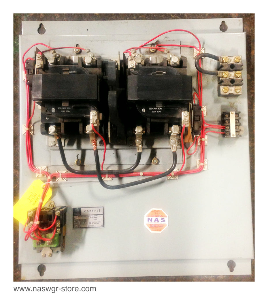 360S507AA00 , GE 360S507AA00 Control Automatic Transfer Panel , Rated Amps: 100 , GE Machine Tool Relay: 22D135 , G3 , 230V ,60Hz , PN: CR2810A14AH , Contactors: 55-501336G003 , Series A , 230-240V , 60 Hz , 220V , 50Hz , PN: 360S507AA00