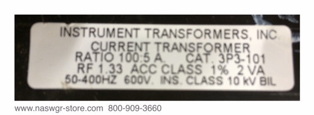 3P3-101 ~ Instrument Transformer 3P3-101 Current Transformer ~ Ratio 100:5