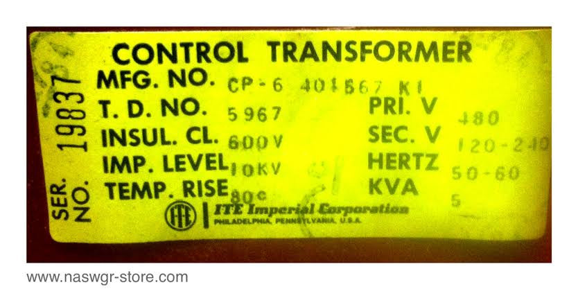 480/120-240 ~ ITE 480/120-240 Current Transformer ~ 5 Kva