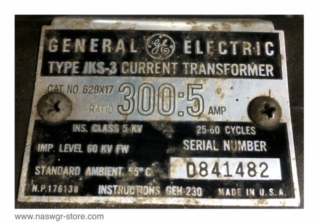 629X17 - GE Current Transformer Type JKS-3 - 300:5 Amp