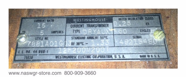 7881A01G03 ~ Westinghouse 7881A01G03 Current Transformer