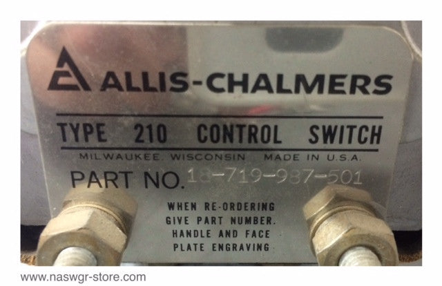 18-719-987-501 ~ Allis Chalmers 18-719-987-501 Ammeter Control Switch ~ Type 210