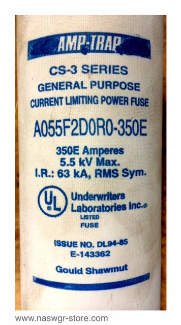 A055F2D0R0-350E , Amp-Trap / Gould Shawmut A055F2D0R0-350E Current Limiting Power Fuse , 350E Amperes