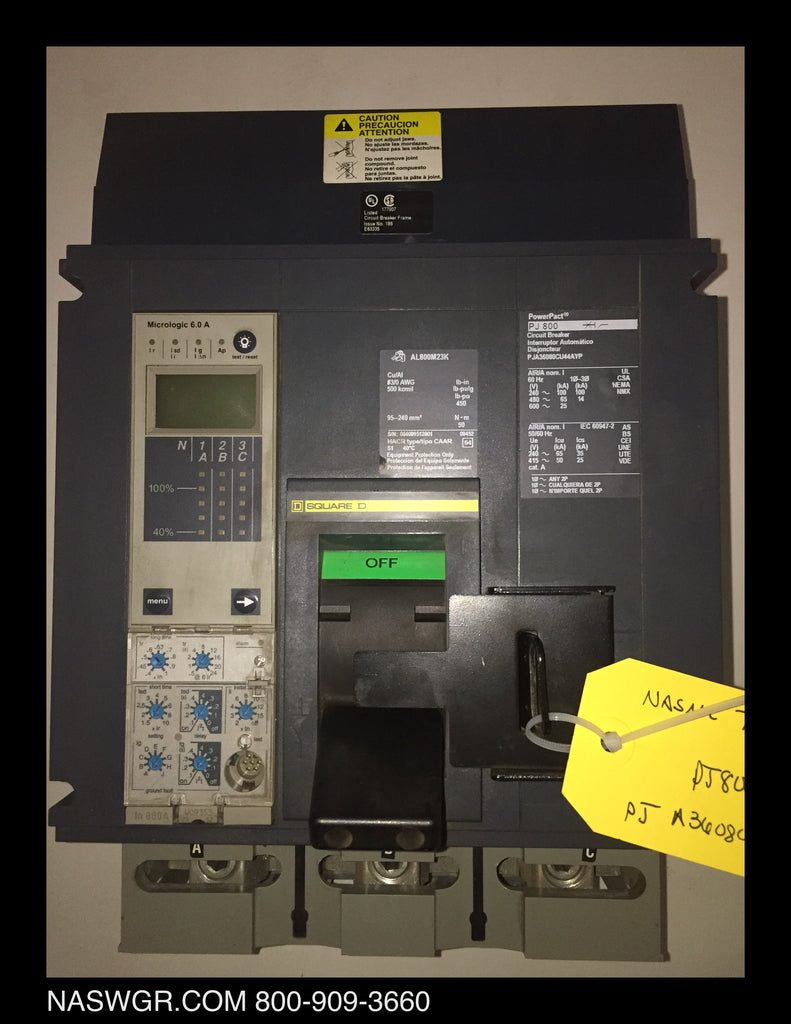 Square D PJA36080CU44AYP Circuit Breaker ~ LSIG