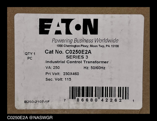 C0250E2A ~ Eaton C0250E2A Industrial Control Transformer ~ Factory Surplus