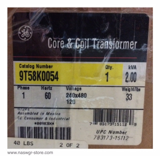9T58K0054 , GE 9T58K0054 Industrial Control Transformer , Unused Surplus in Box