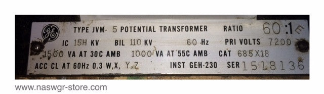 685X18 , GE 685X18 Type JVM-5 Potential Transformer