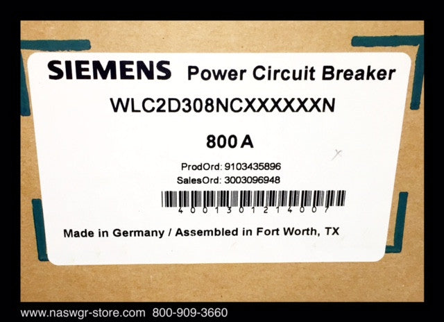 WLC2D308 / C2D308NCXXXXXXN ~ Unused Surplus Siemens WLC2D308 / C2D308NCXXXXXXN Circuit Breaker