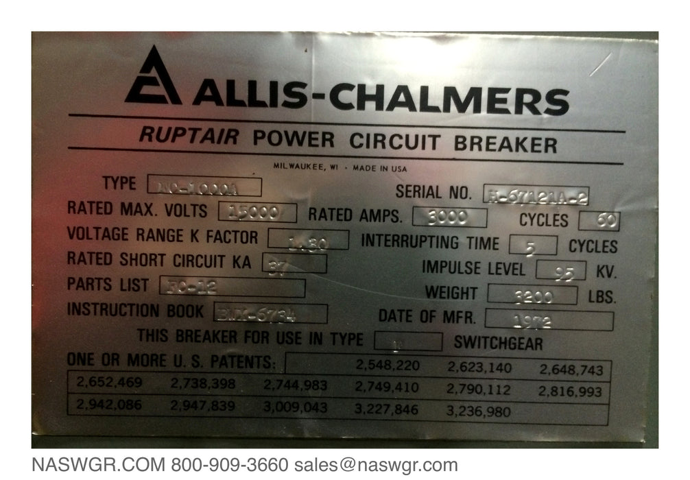Allis Chalmers FC-1000A Circuit Breaker 3000 Amp