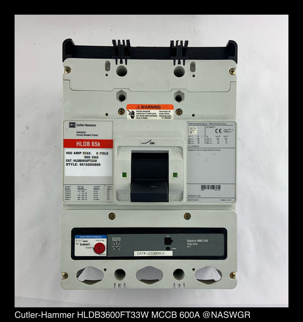 CutlerHammer HLDB3600FT33W Molded Case Circuit Breaker 400 Amp