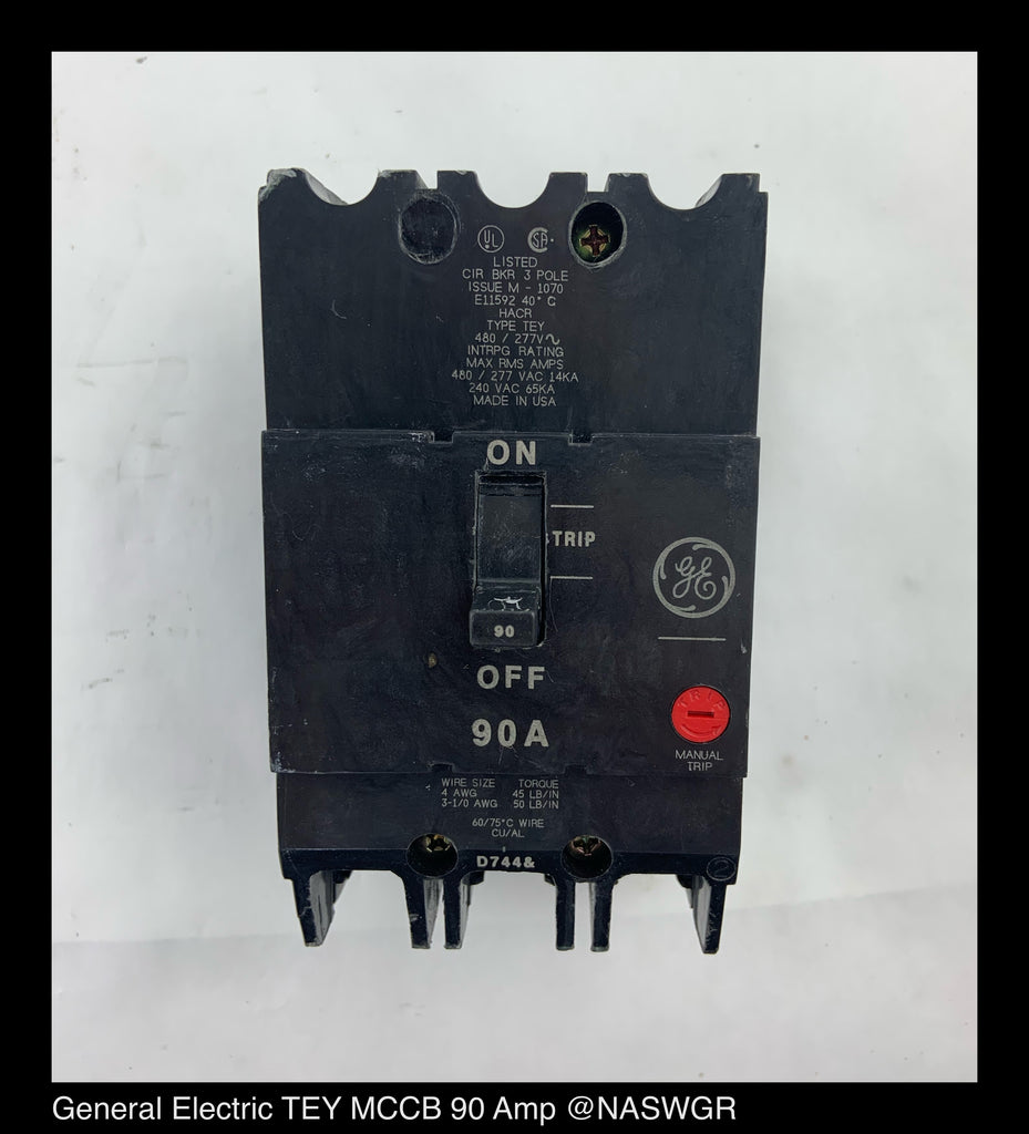 Interruttore GE TEY390 90Amp 480Volt 3 Poli - Usato