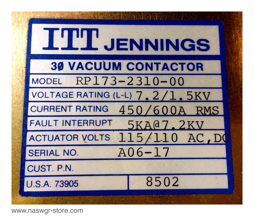RP173-2310-00 ~ ITT Jennings RP173-2310-00 Vacuum Contactor