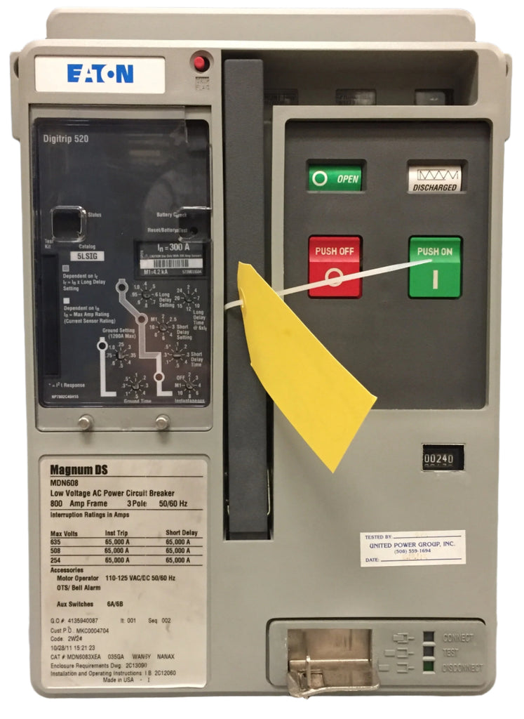 Eaton Magnum DS MDN608 Circuit Breaker (E/O,D/O) 300 Amp — North