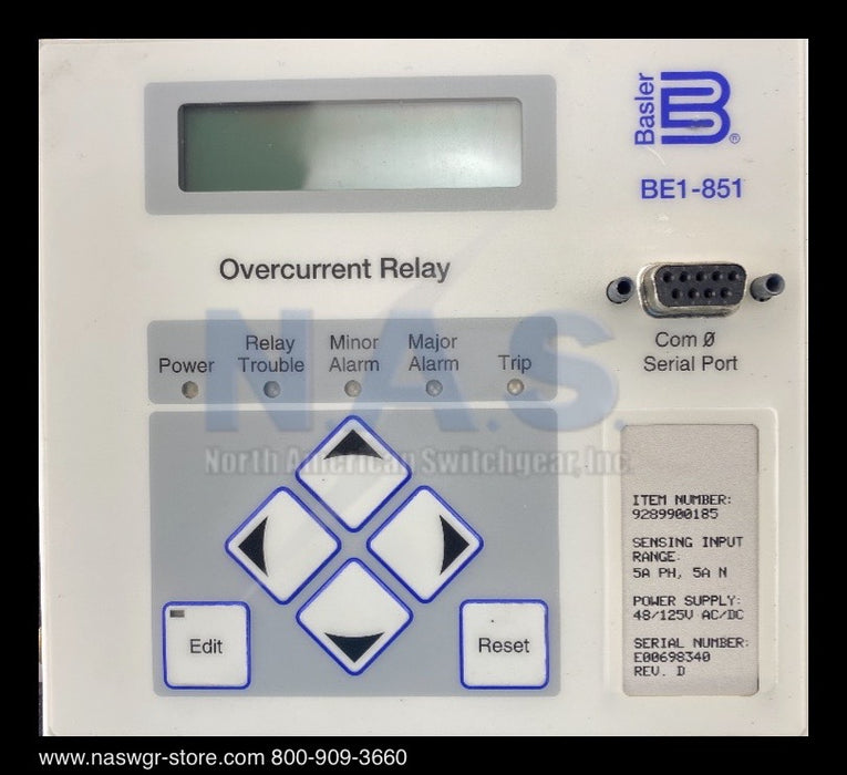 Basler Electric BE1-851 Overcurrent Relay 9289900185