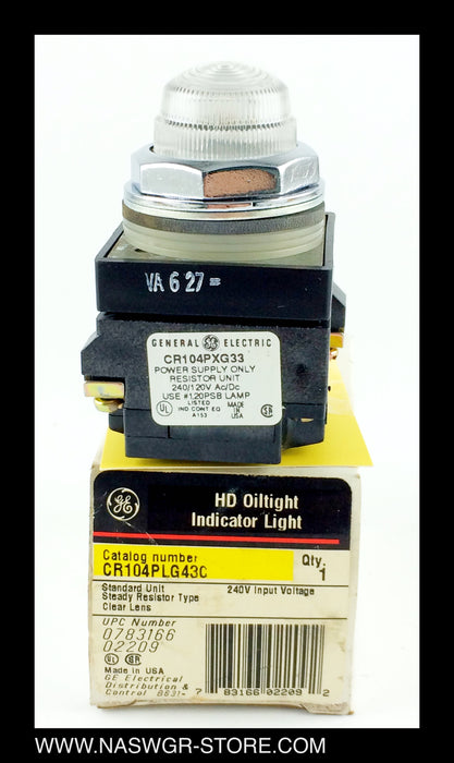 CR104PXG33 ~ GE CR104PLG43C HD Oil Tight Indicator Light ~ Clear Lens 240 volt input