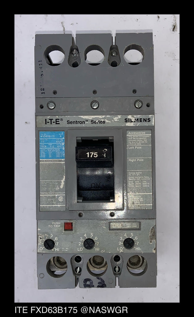 ITE/Siemens FXD63B175 Molded Case Circuit Breaker 175 Amp — North American Switchgear Store