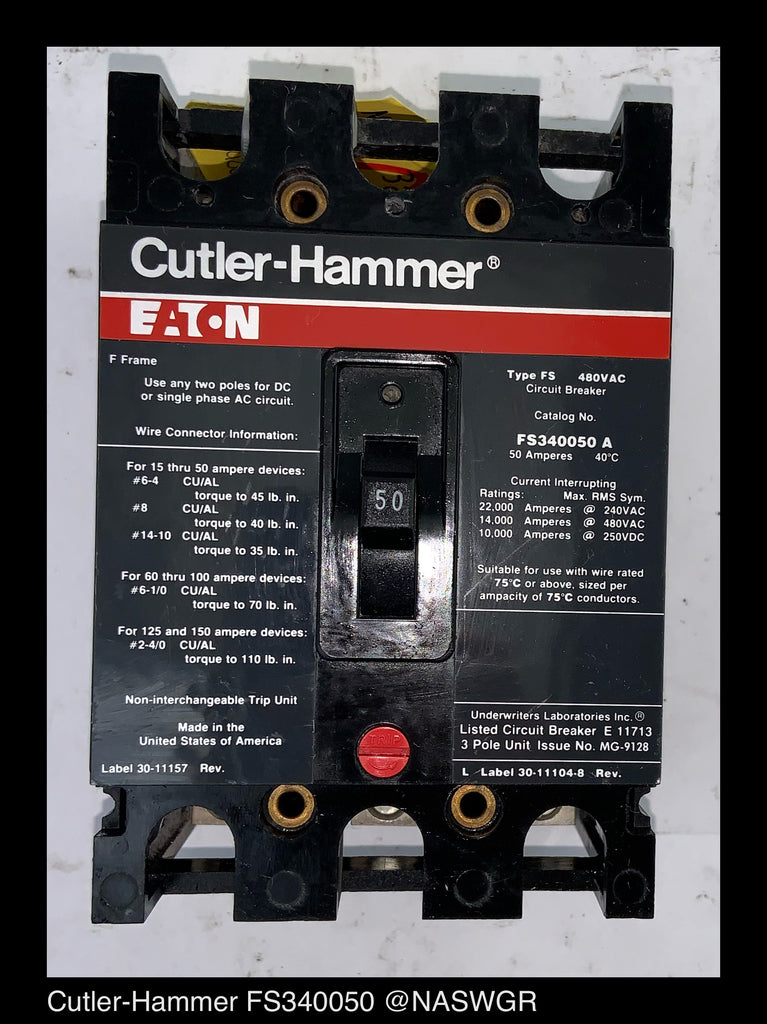 Cutler Hammer FS340050A Molded Case Circuit Breaker ~ 50 Amp