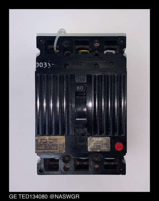 GE TED134080 Circuit Breaker ~ 80 Amp