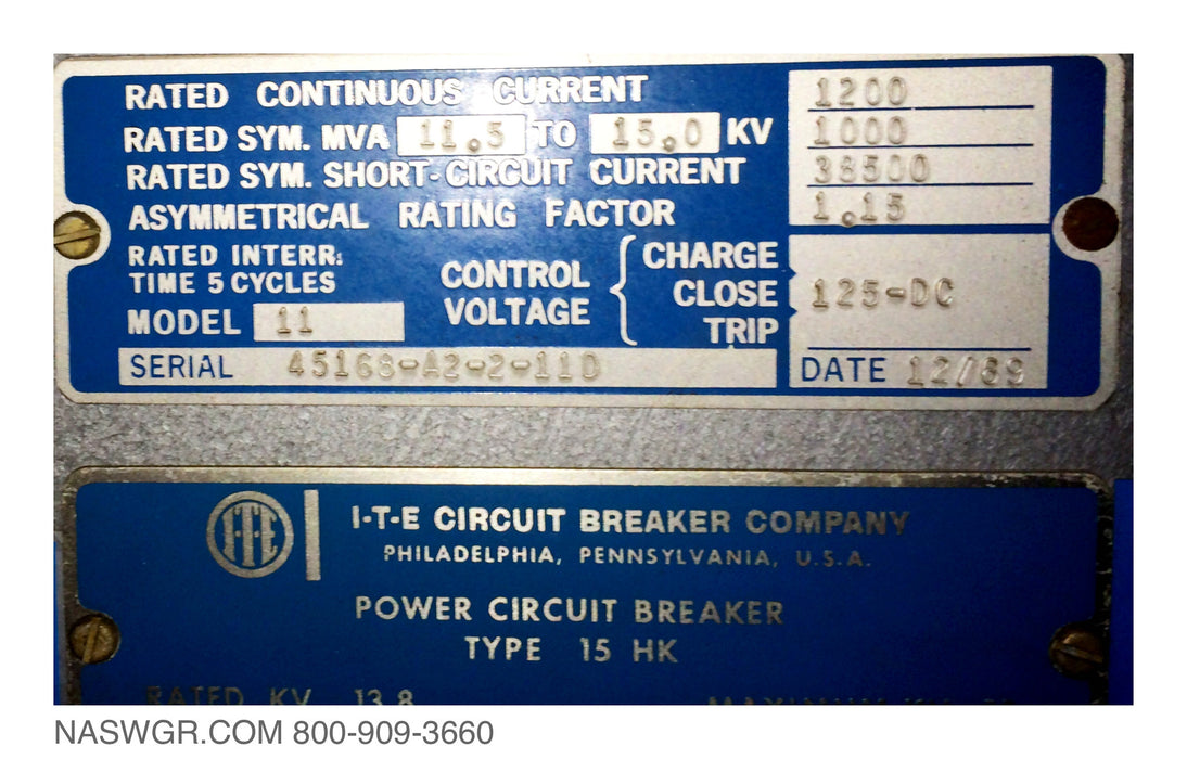 15HK1000 ~ ITE 15HK1000 Circuit Breaker ~ 1200 Amp Model 11