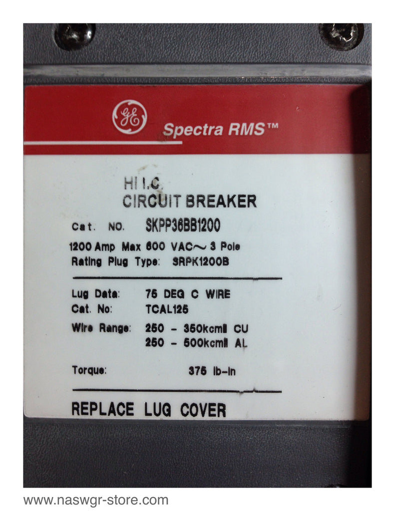 GE Spectra RMS SKPP36BB1200 Circuit Breaker 1200 Amp — North American