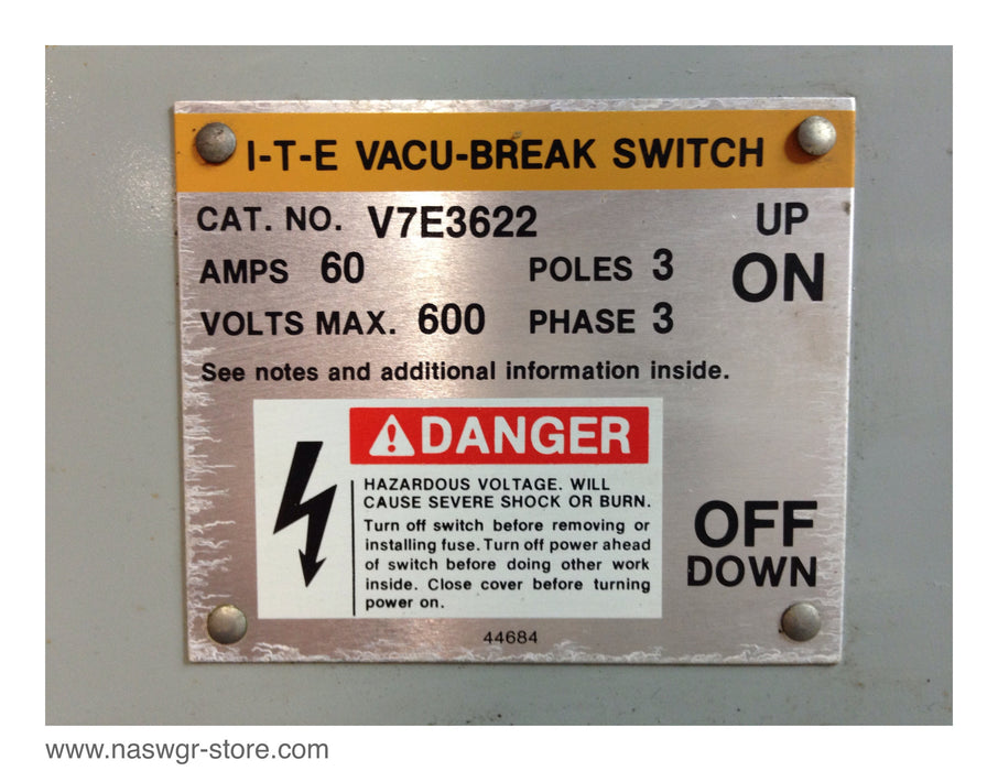 V7E3622 ~ ITE V7E3622 Vacu-Break Switch - 60 Amp Twin