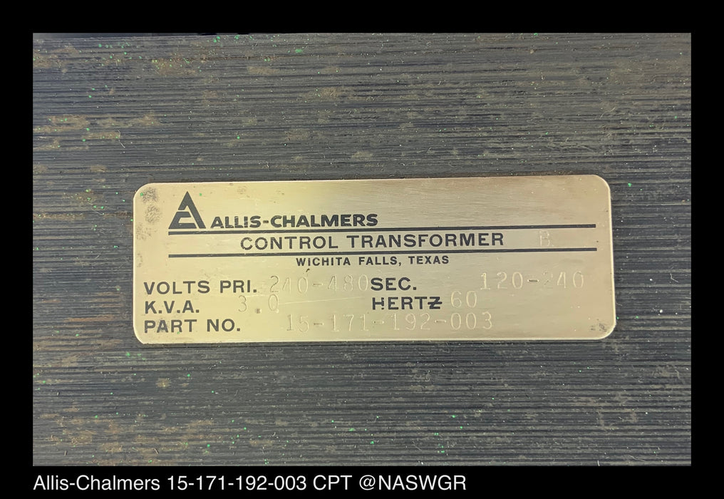 Allis Chalmers 15-171-192-003 Control Transformer