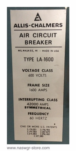 LA-1600 ~ Allis Chalmers LA-1600 Air Circuit Breaker
