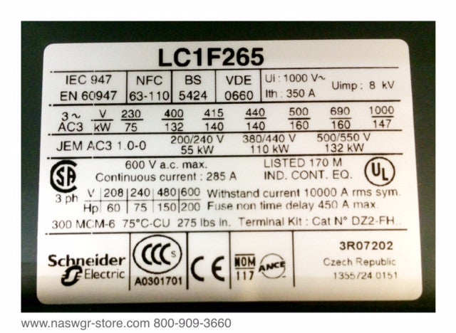 LC1F265 ~ Telemecanique LC1F265 Contactor