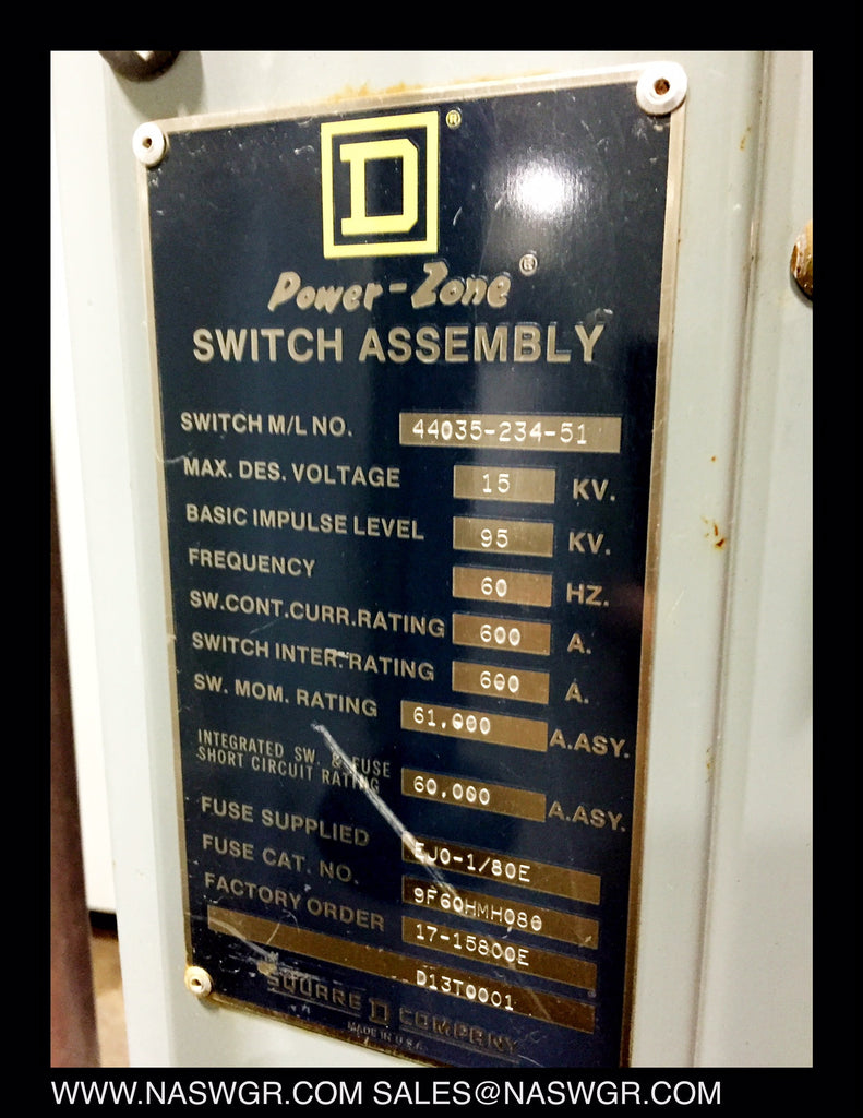 Square D Power-Zone Style Load Interrupter Switch 15kV 600