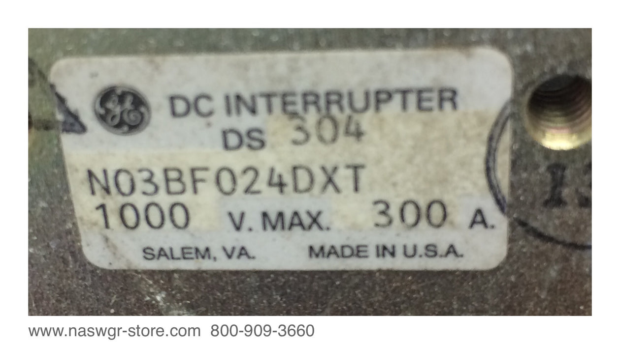 GE N03BF024DXT DC Contactor ~ GE DS304 300 AMP DC Contactor