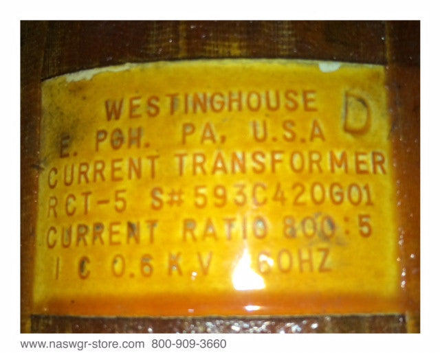 RCT-5 ~ 593C420G01 ~ Westinghouse 593C420G01 Current Transformer ~ 800:5