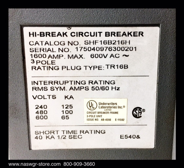 GE PowerBreak II SHF16B216H Circuit Breaker ~1600 amp