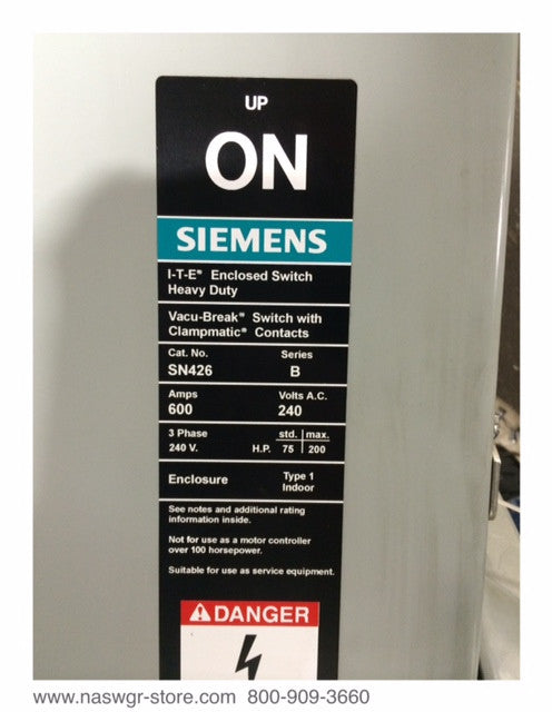 SN426 ~ Siemens SN426 Enclosed Switch ~ 600 Amp