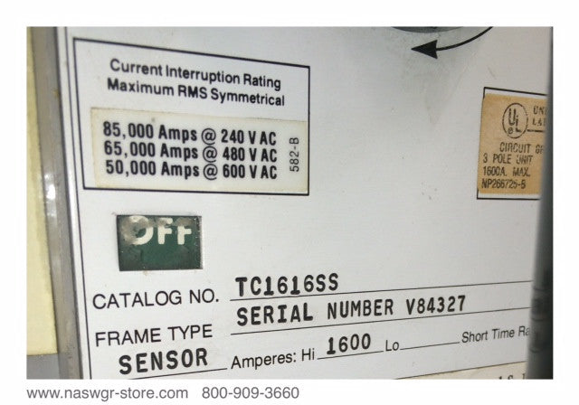GE PowerBreak TC1616SS Circuit Breaker (M/O,D/O) ~ 1600 Amp