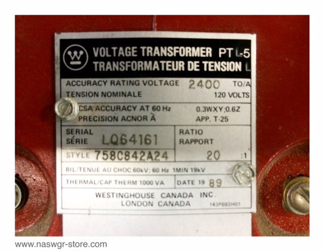 758C842A24 , Westinghouse 758C842A24 Voltage Transformer