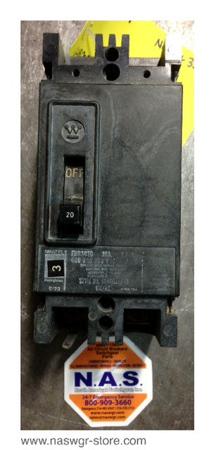 Westinghouse EHB202 Circuit Breaker ~ 20 Amp Trip