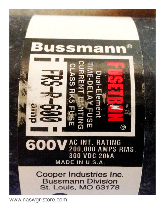 FRS-R-600 , Bussmann Fuse , Class RK5 fuse , 600 amp , Un- Used Surplus , PN: FRS-R-600