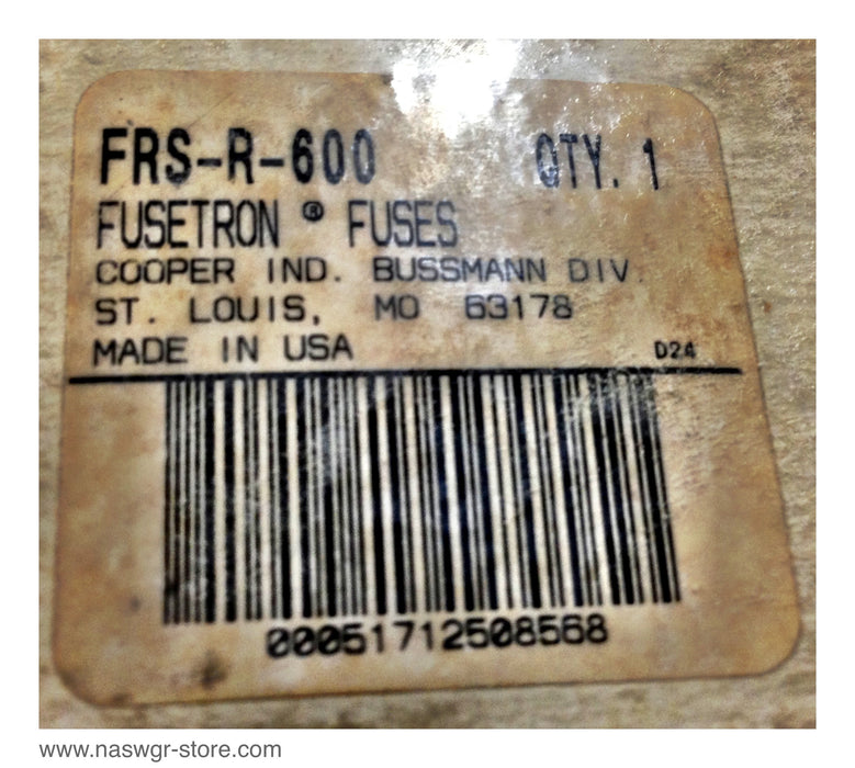 FRS-R-600 , Bussmann Fuse , Class RK5 fuse , 600 amp , Un- Used Surplus , PN: FRS-R-600